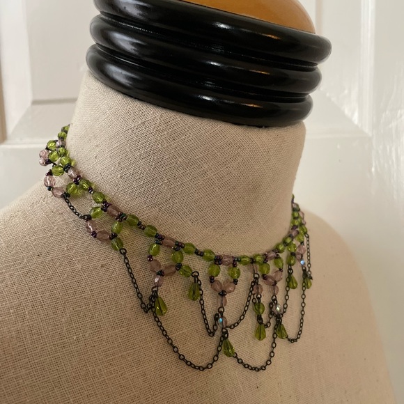 GLASS BEAD AND CHAIN NECKLACE - Picture 3 of 8